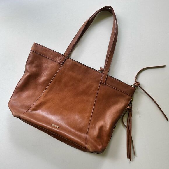 Joe’s Jeans Expandable Saddle Brown Leather Tote / Shoulder Bag - Picture 4 of 16